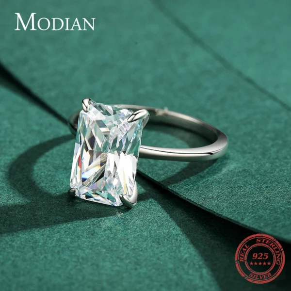 Modian Classic Rectangular Cutting Clear CZ Ring Solid 925 Sterling Silver Luxury Finger Rings For Women Wedding Fine Jewelry - Image 4