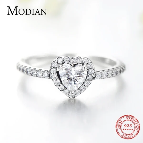 Modian Exquisite 925 Sterling Silver Vintage Hearts AAA Clear CZ Finger Rings for Women Luxury Wedding Statement Jewelry Bijoux - Image 3