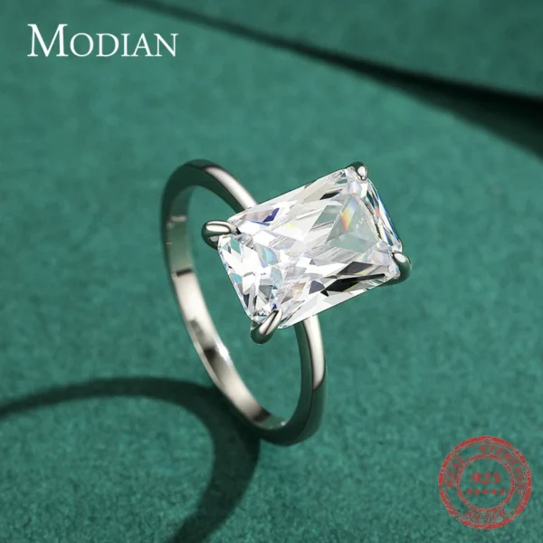 Modian Classic Rectangular Cutting Clear CZ Ring Solid 925 Sterling Silver Luxury Finger Rings For Women Wedding Fine Jewelry - Image 5