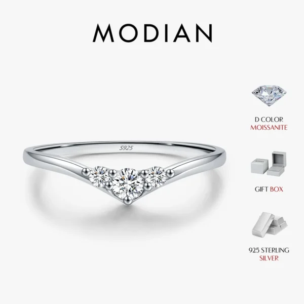 MODIAN Simple Eternity Moissanite Ring 925 Sterling Silver Sparkling Simple Thin Wedding Band Rings For Women Fine Jewelry Gift