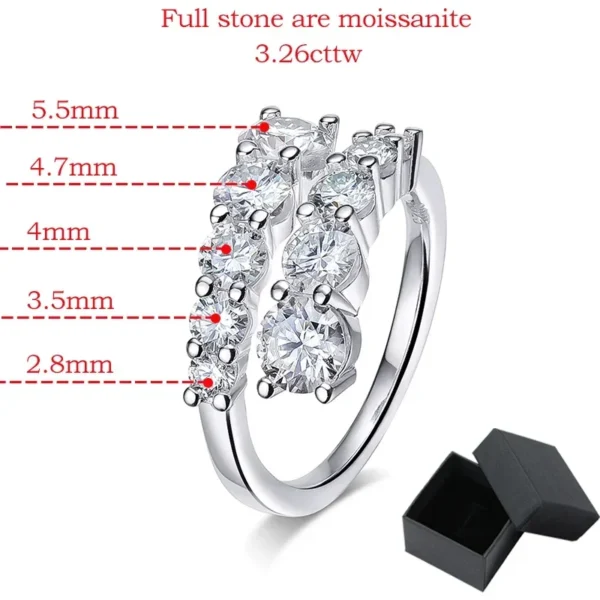 10 Gems Full Moissanite Rings for Women Sparkling Flawless Lab Created Diamond S925 Sterling Silver - Image 6