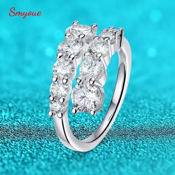 10 Gems Full Moissanite Rings for Women Sparkling Flawless Lab Created Diamond S925 Sterling Silver