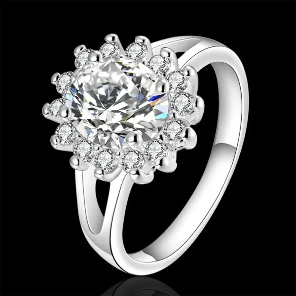 Popular brands 925 Sterling Silver crystal flower moissanite diamond Rings For Women Fashion Wedding Party Gifts Jewelry - Image 3