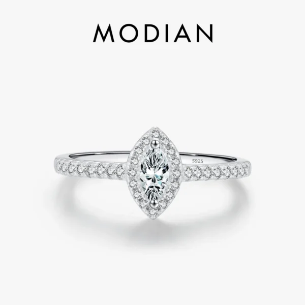 MODIAN Exquisite Luxury Marquise Cut CZ Ring 925 Sterling Silver Ring for Women Wedding Engagement Gift Fine Jewelry Accessories