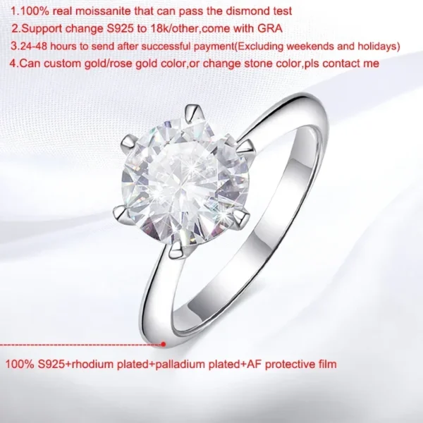 Smyoue GRA Certified 1-5CT Moissanite Ring VVS1 Lab Diamond Solitaire Ring for Women Engagement Promise Wedding Band Jewelry - Image 2